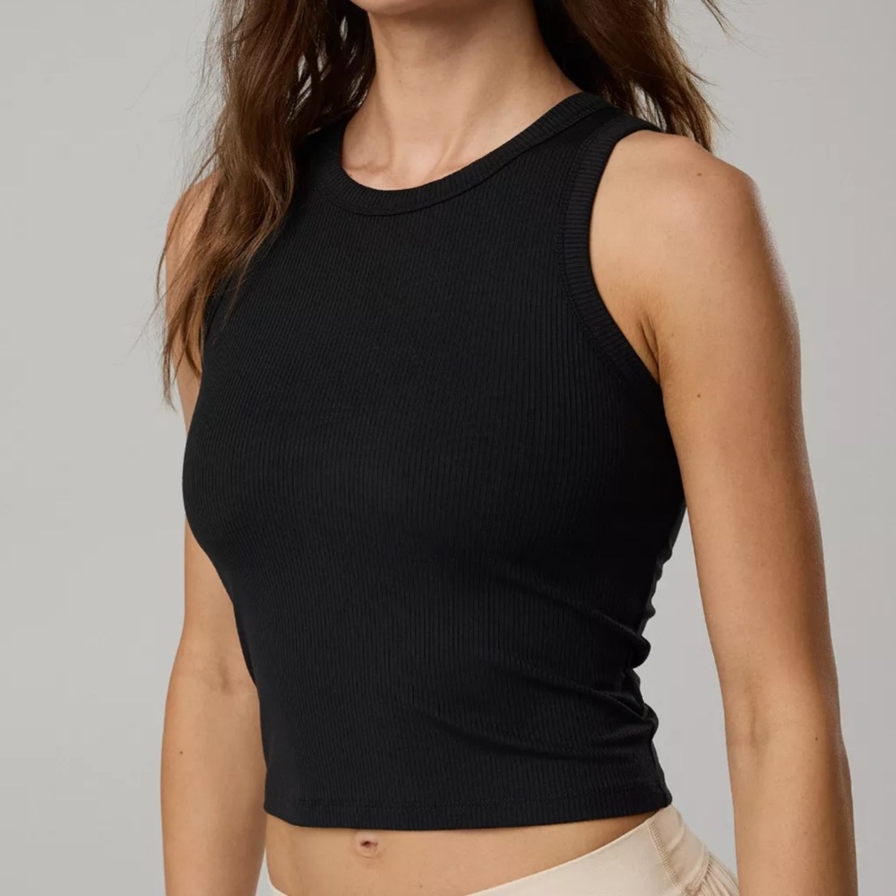 NWT AERIE Black Ribbed Tank Top